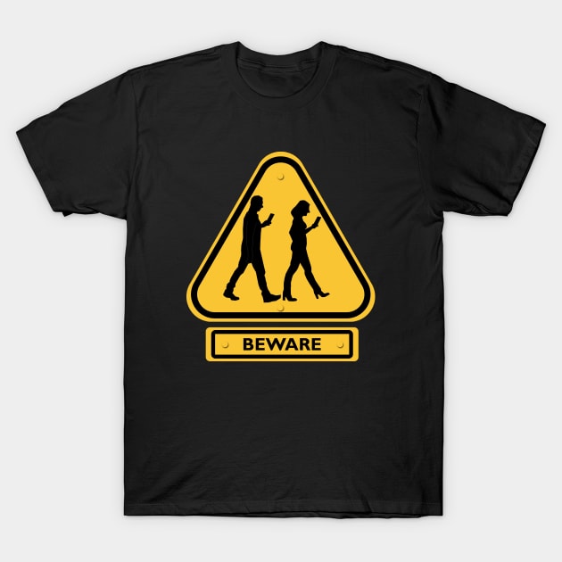 Cellphone Zombies - Beware T-Shirt by i2studio